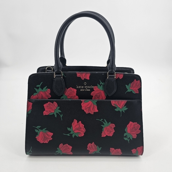 Kate Spade Madison Rose Toss Printed Medium Satchel new without tag - Picture 1 of 8